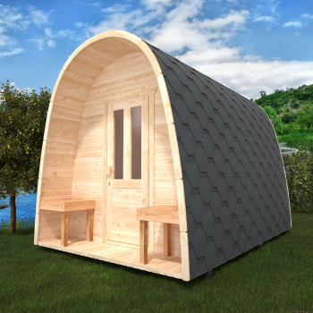 Fasssauna / Gartensauna / Banja / Viking 3,5 m mit Balkon und Vorraum